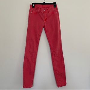 Hudson Jeans Nico Mid Rise Super Skinny Red Jeans